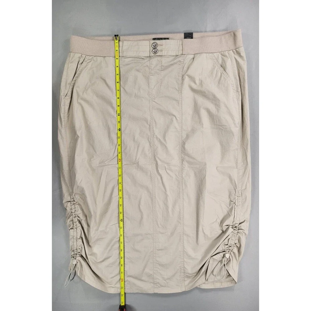 Torrid Plus Size 22/24 Beige Poplin Cargo Midi Skirt Ruched Sides NWT - Picture 5 of 9